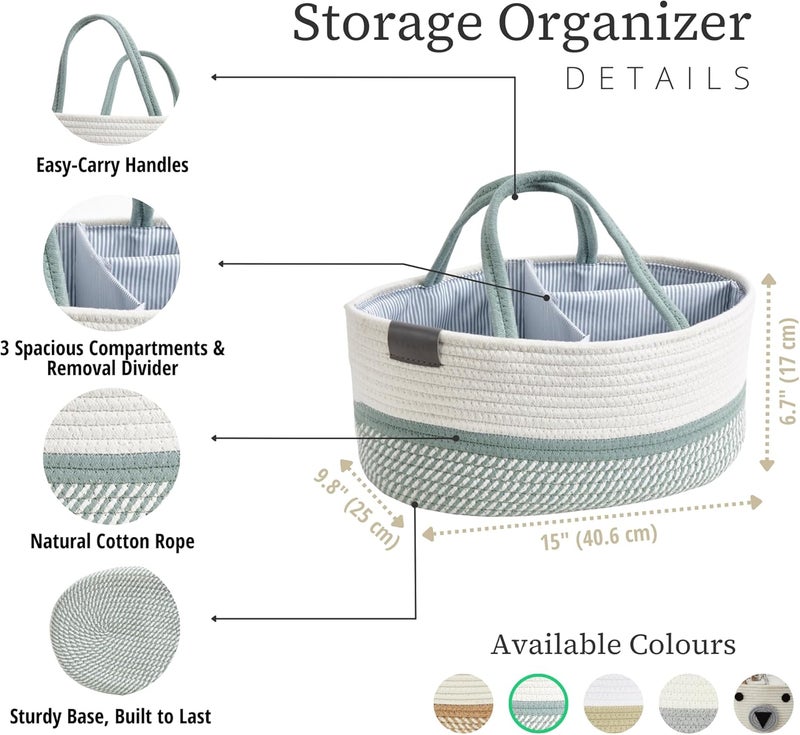 DECOMOMO Diaper Caddy Organizer - Spiral Green & White - Image 3